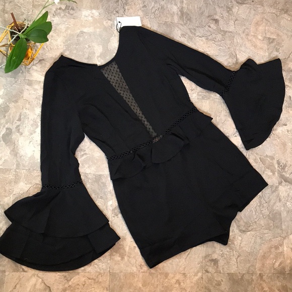 Mesh bell sleeve romper playsuit - Picture 5 of 8